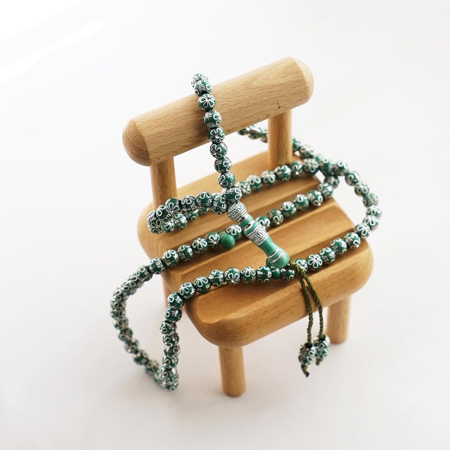 Green 8mm Acrylic Islamic Prayer Rosary Beads Muslim Misbaha Tasbeeh Sibha 99 Prayer Beads Necklace