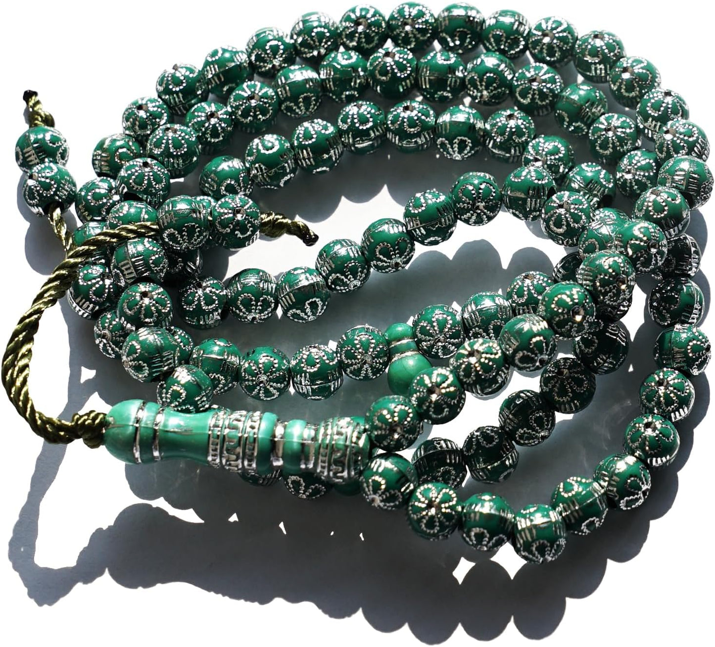 Green 8mm Acrylic Islamic Prayer Rosary Beads Muslim Misbaha Tasbeeh Sibha 99 Prayer Beads Necklace