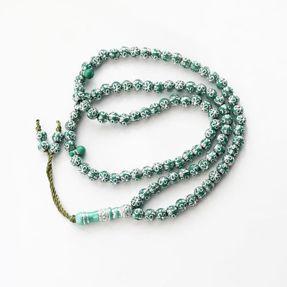 Green 8mm Acrylic Islamic Prayer Rosary Beads Muslim Misbaha Tasbeeh Sibha 99 Prayer Beads Necklace