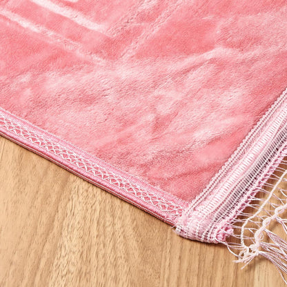 Soft Padded Muslim Prayer Rug with Tasbih Beads, Thick Non-Slip Islamic Prayer Mat, Luxurious Janamaz for Men & Women (Pink)